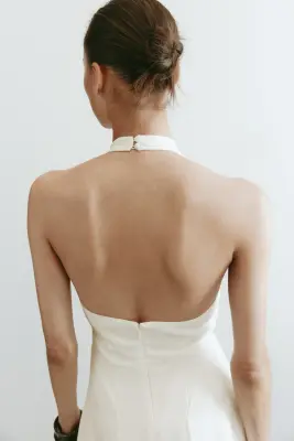 Robe dos nu avec jupe évasée - Blanc — photo 3