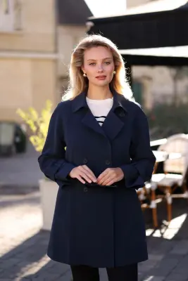 Francine Short Trench Coat - Navy — photo 3