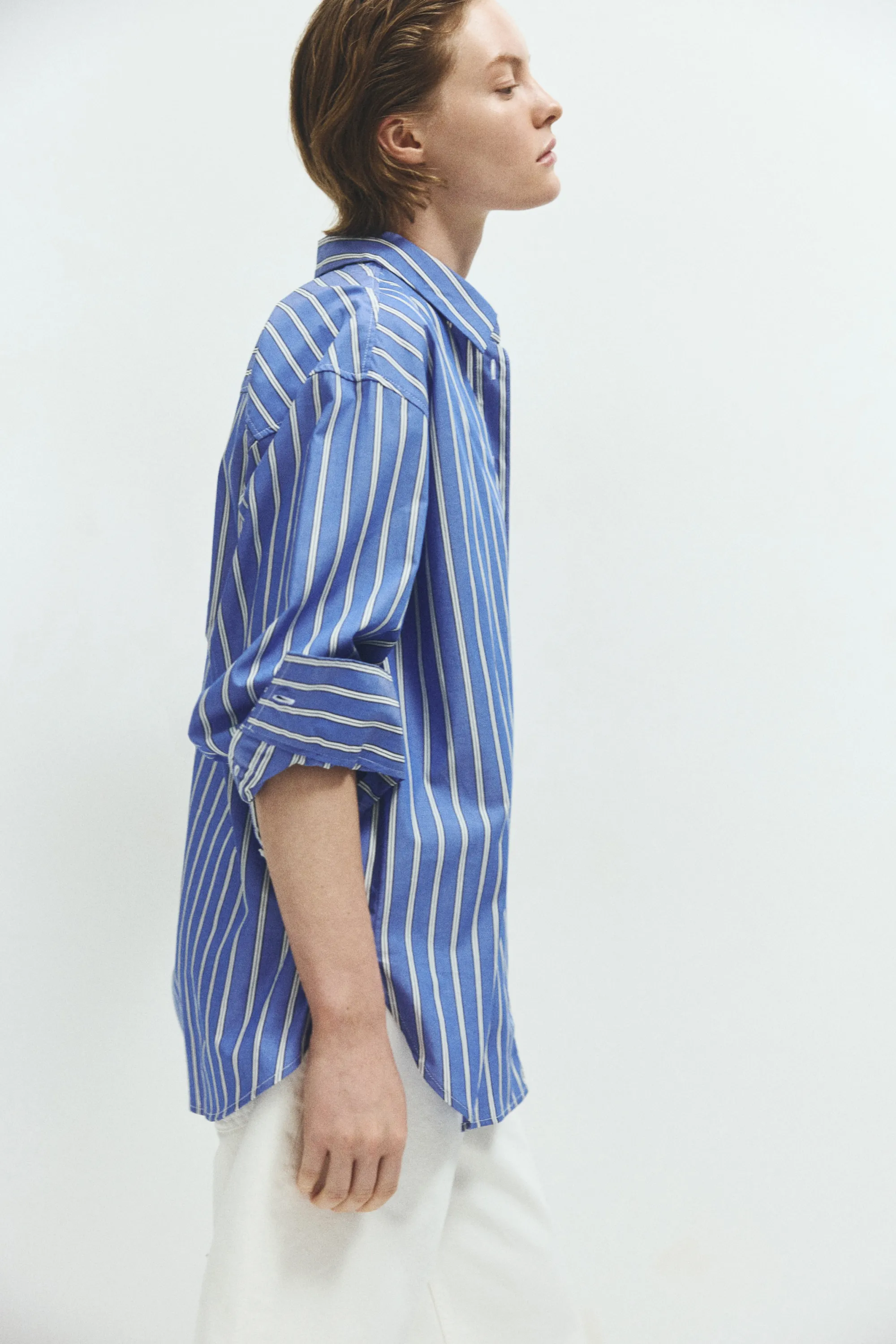 Chemise oversize en popeline - Bleu
