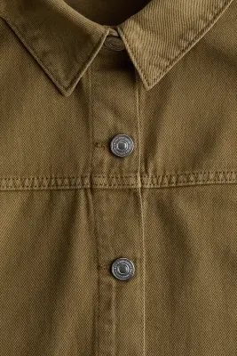 Veste-chemise en twill - Vert kaki foncé — photo 4