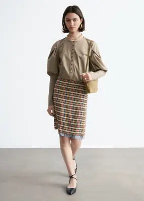 Blouse à manches bouffantes - Beige foncé — photo 2