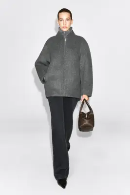 VESTE ZIPPÉE EN MÉLANGE DE LAINE SCULPTÉE - GRIS — photo 1