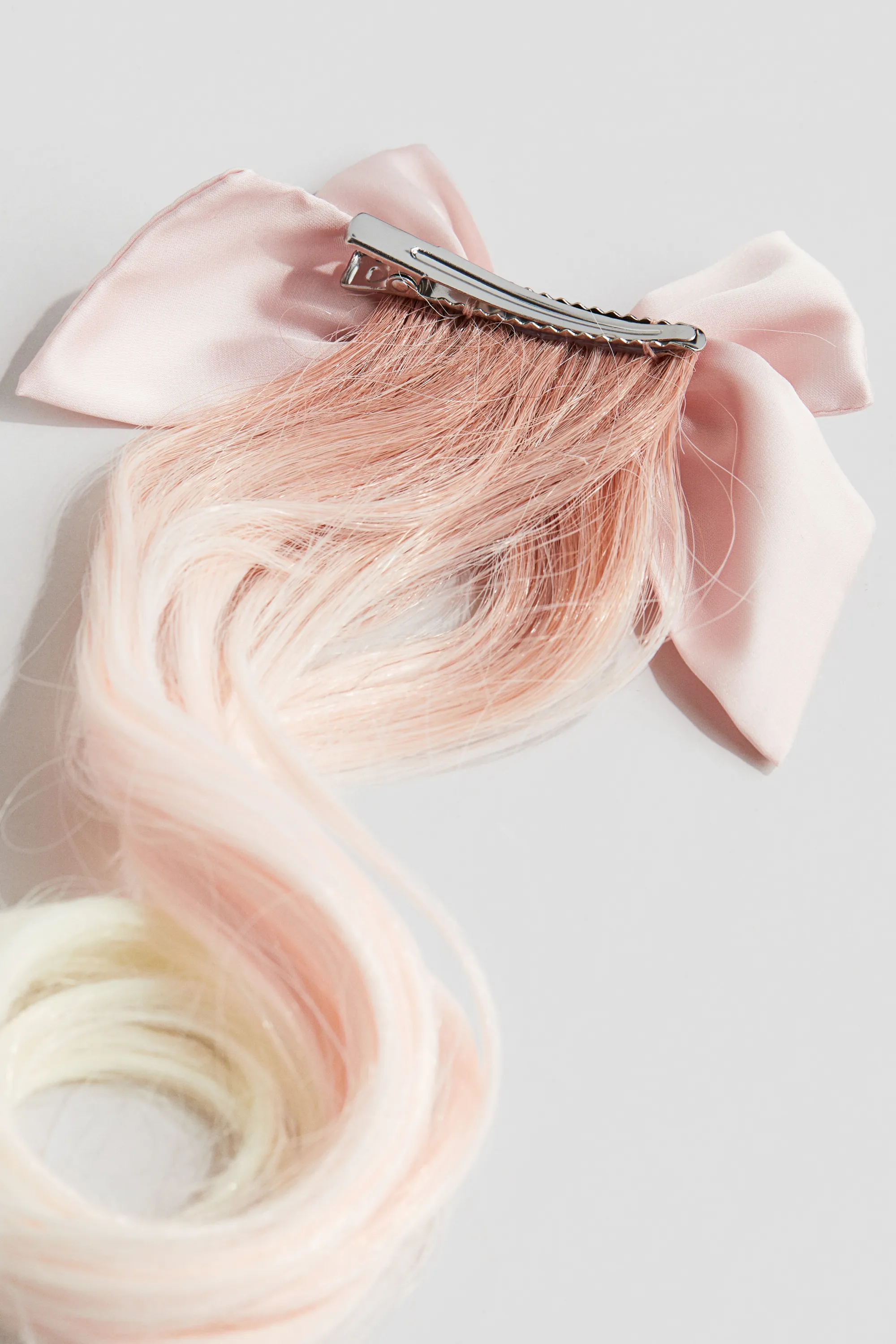 Barrette avec extensions - Rose clair/blanc