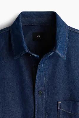Chemise Loose Fit en denim - Bleu denim foncé — photo 4