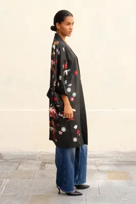 Haori Long brodé en Soie — photo 4