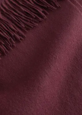 Fringed Wool Blanket Scarf - Bordeaux — photo 2