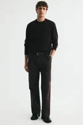 Pull Regular Fit en laine mérinos - Marron foncé — photo 1