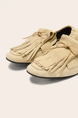 Mocassins Alix frange croûte de cuir sable — photo 3