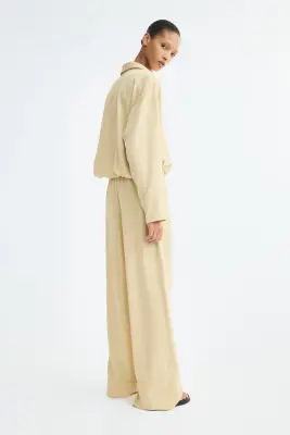 Pantalon large avec cordon de serrage - Jaune ancien — photo 3