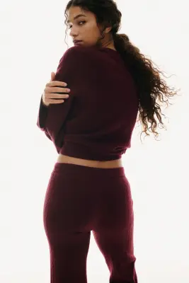 Pantalon en maille torsadée - Bordeaux — photo 2
