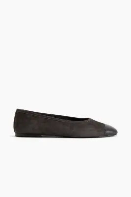 Ballerines en cuir velours - Marron foncé — photo 2