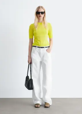 T-shirt en maille transparente - Jaune vif — photo 3