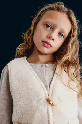 Veste sans manches en tissu Teddy bear - Beige clair — photo 2