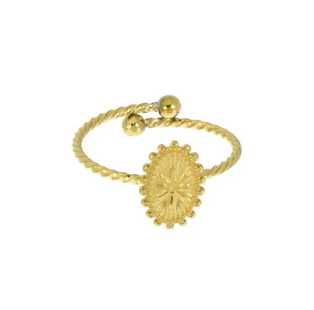 Bague en acier inoxydable doré Siméon