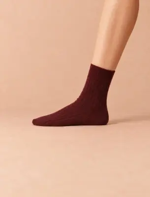 Chaussettes cachemire - Aubergine — photo 3