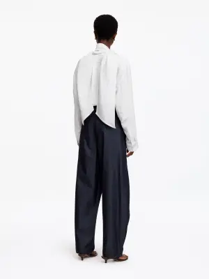 Blouse avec foulard amovible - Blanc/Noir — photo 1