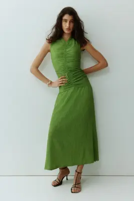 Robe en jersey à effet drapé - Vert — photo 1