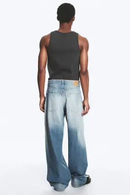 Jean baggy ample taille mi-haute unisexe Astro - Saddle Blue - Bleu moyen — photo 3
