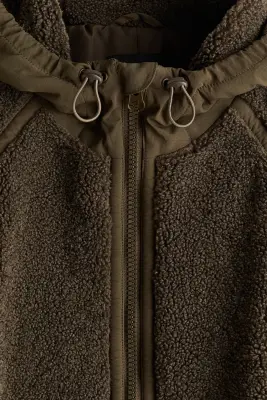 Veste à capuche en tissu Teddy bear - Vert kaki foncé — photo 5