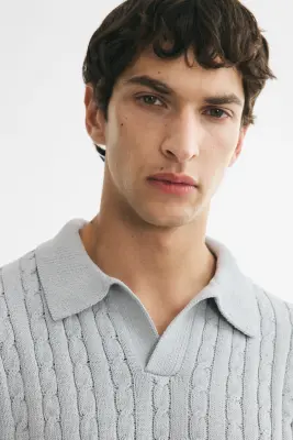 Polo Relaxed Fit en maille torsadée - Gris ancien — photo 2