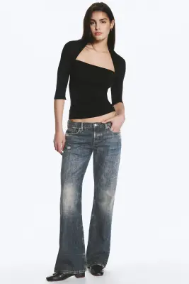 Jean bootcut ample taille basse Aura - Marina Blue - Bleu foncé — photo 1