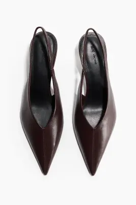 Escarpins en cuir avec talon kitten heel - Bordeaux — photo 1