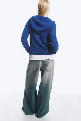 Sweat à capuche zippé confectionné - Bleu chiné — photo 3