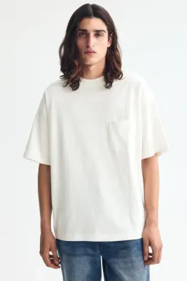 T-shirt Oversized Fit en coton - Ivoire — photo 1