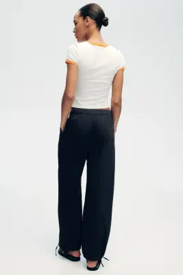 Pantalon ballon avec détails à nouer - Gris foncé — photo 4