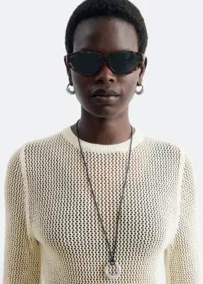 Robe en maille de coton ajourée - Blanc — photo 3