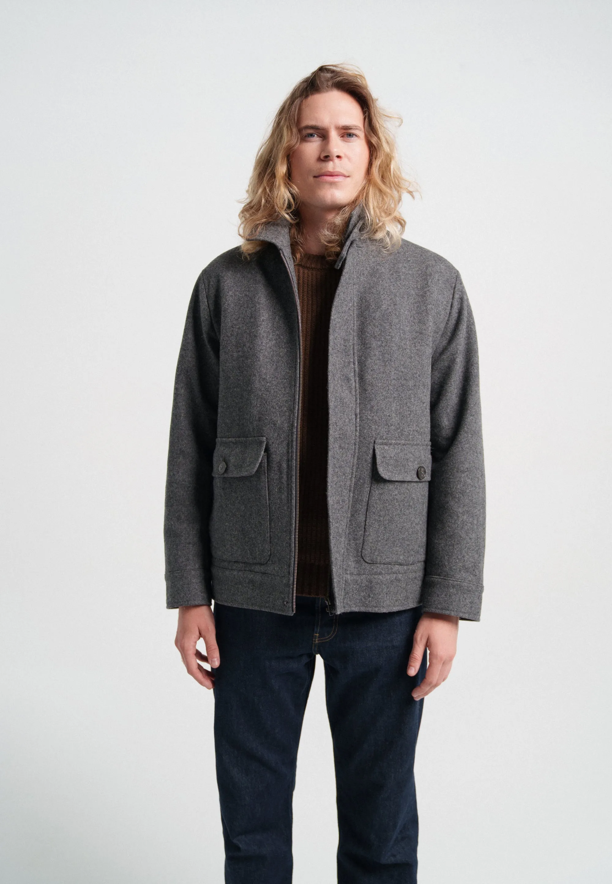 Le blouson en laine - Gris