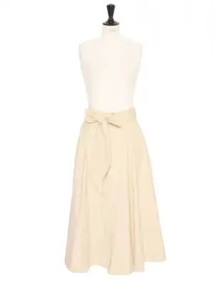 Jupe taille haute ceinturé longueur midi en velours côtelé beige Prix boutique 600€ Taille 36 — photo 1