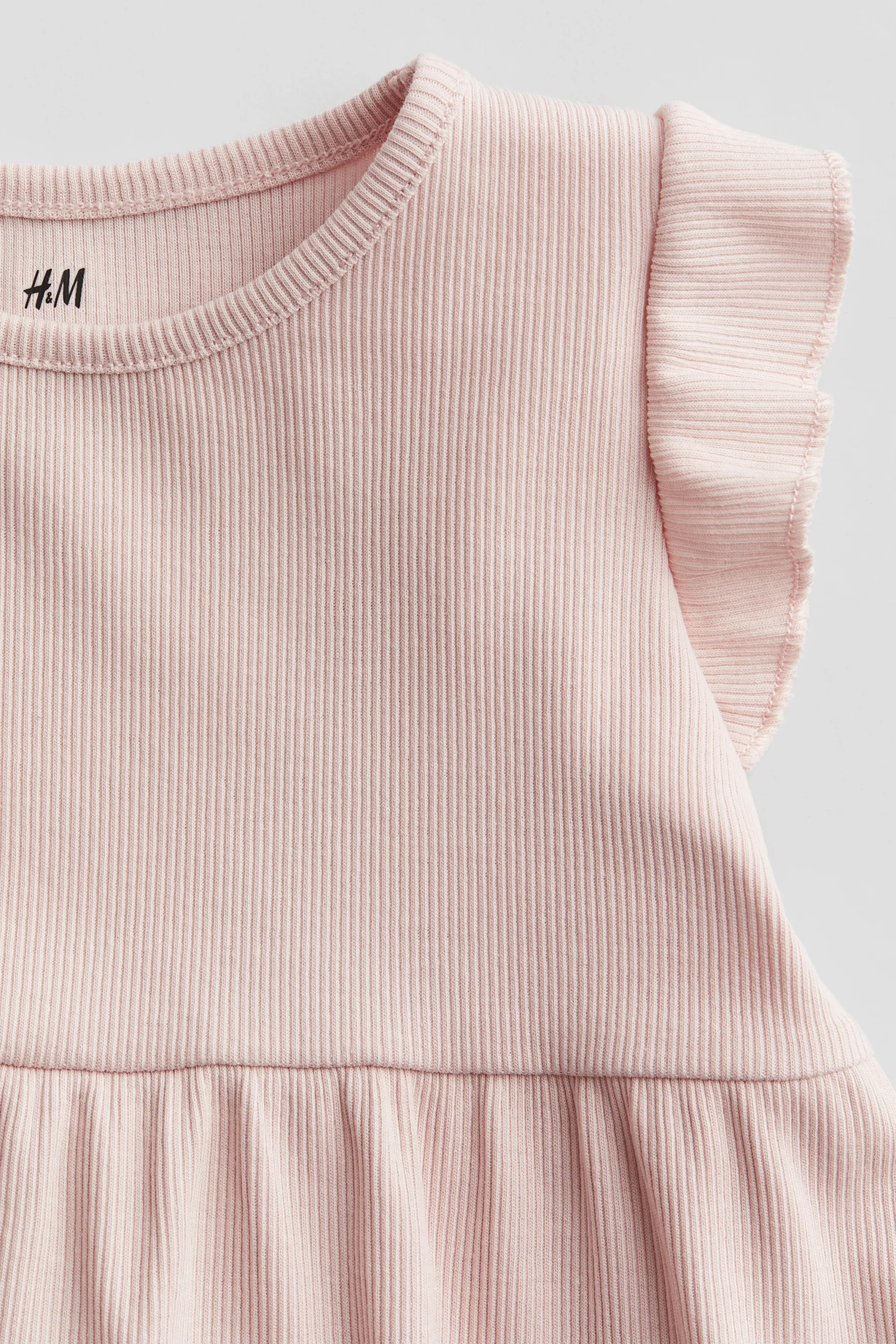 Robe côtelée en coton - Rose clair
