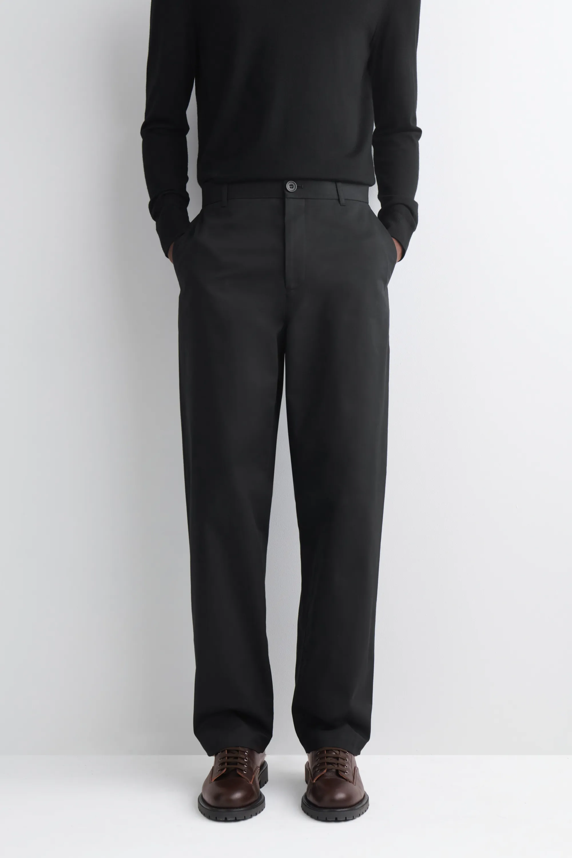 PANTALON CHINO REGULAR DROIT EN COTON - NOIR