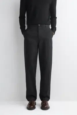PANTALON CHINO REGULAR DROIT EN COTON - NOIR — photo 1