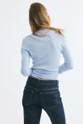 Pull col roulé en cachemire mélangé - Bleu clair — photo 2