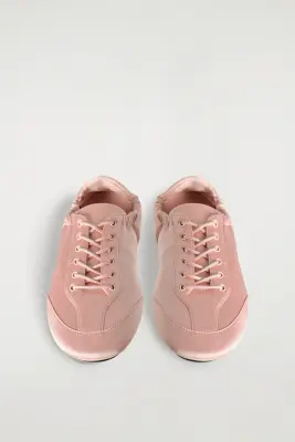 BASKETS FAÇON BALLERINES SATINÉES - ROSE POUDRÉ — photo 1