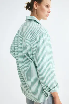 Chemise Oxford - Vert/rayures blanches — photo 4