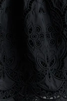 Jupe à cordon avec broderie anglaise - Noir — photo 3