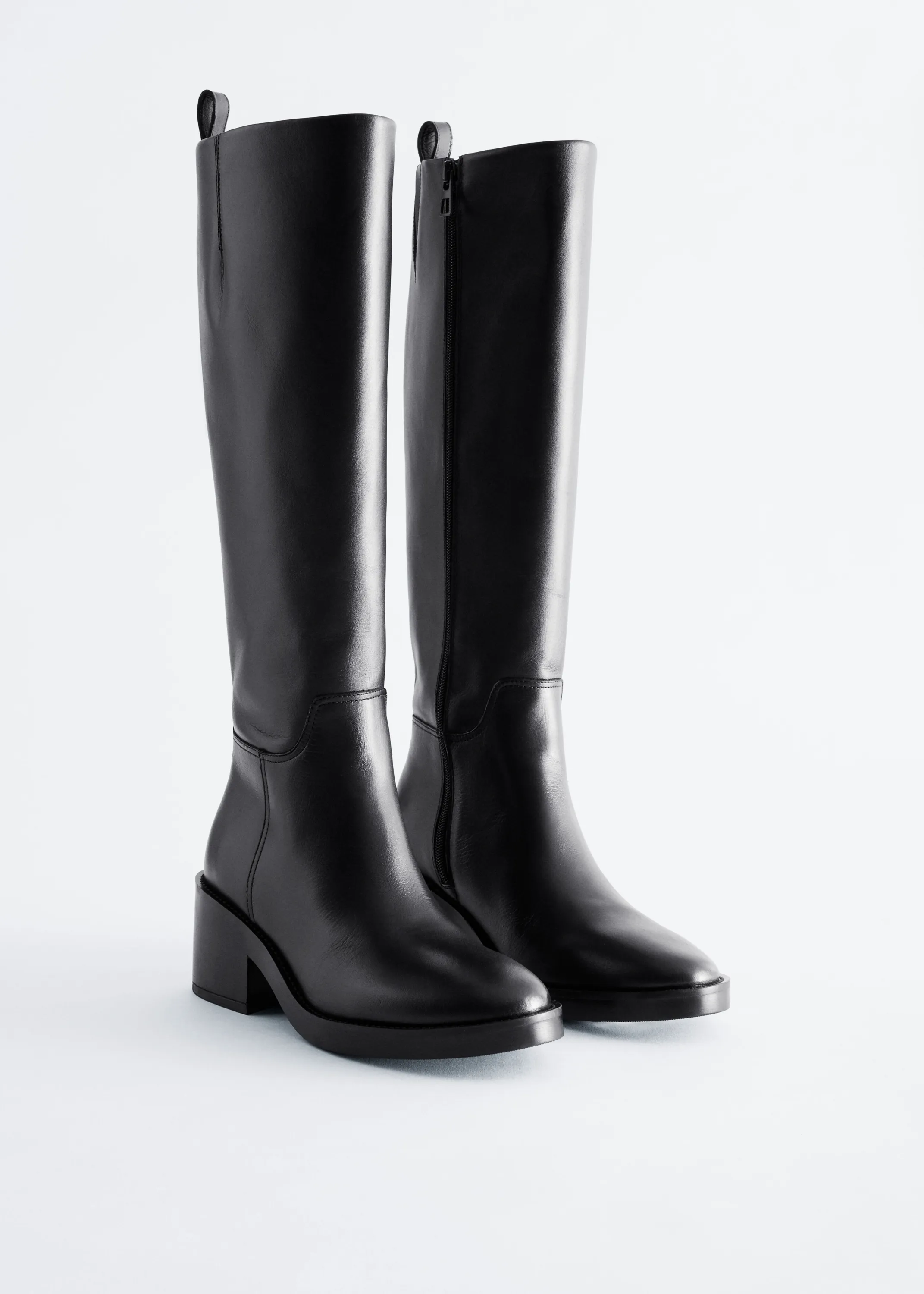 Bottes hauteur genou en cuir - Noir