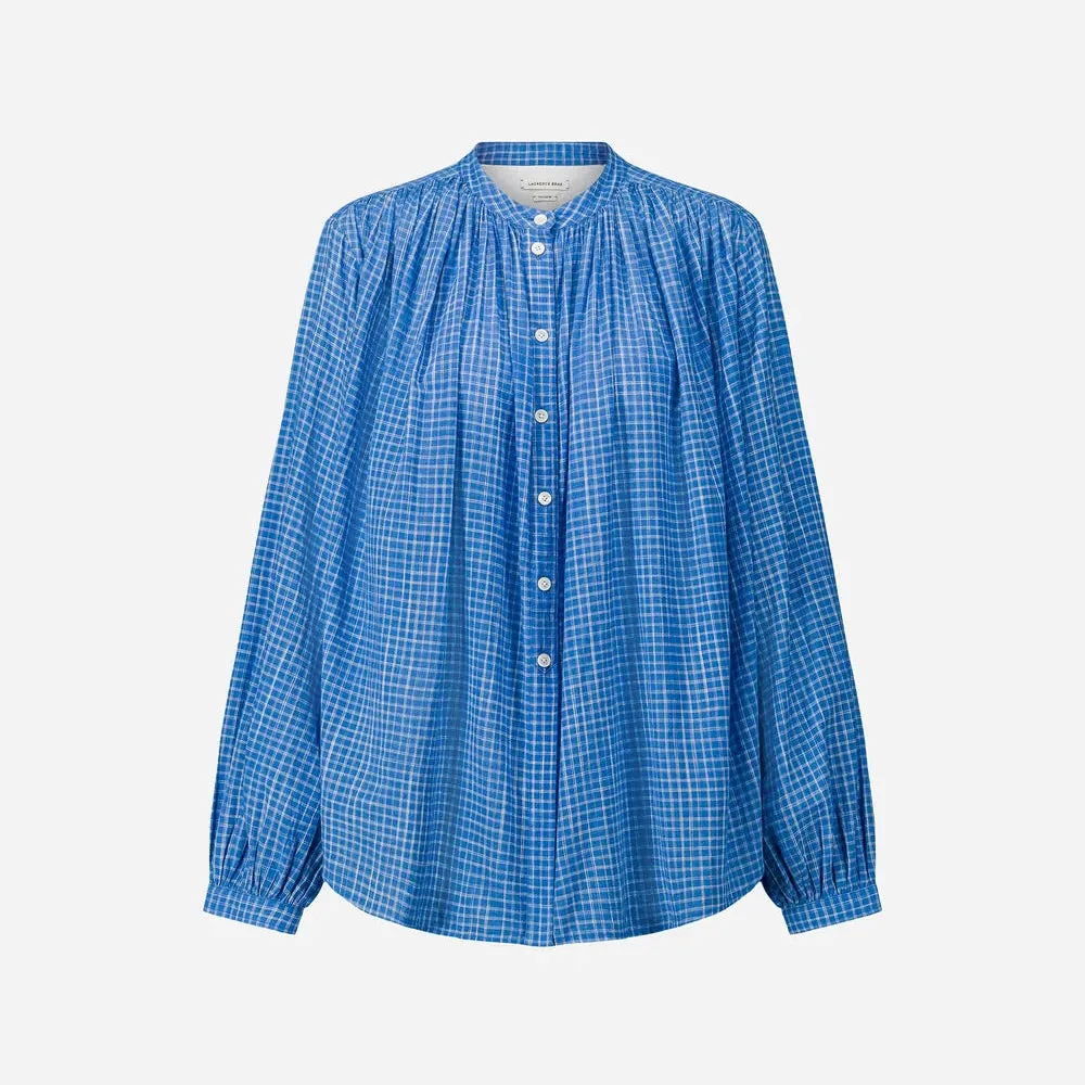 Blouse Poppy blue checks - Laurence Bras