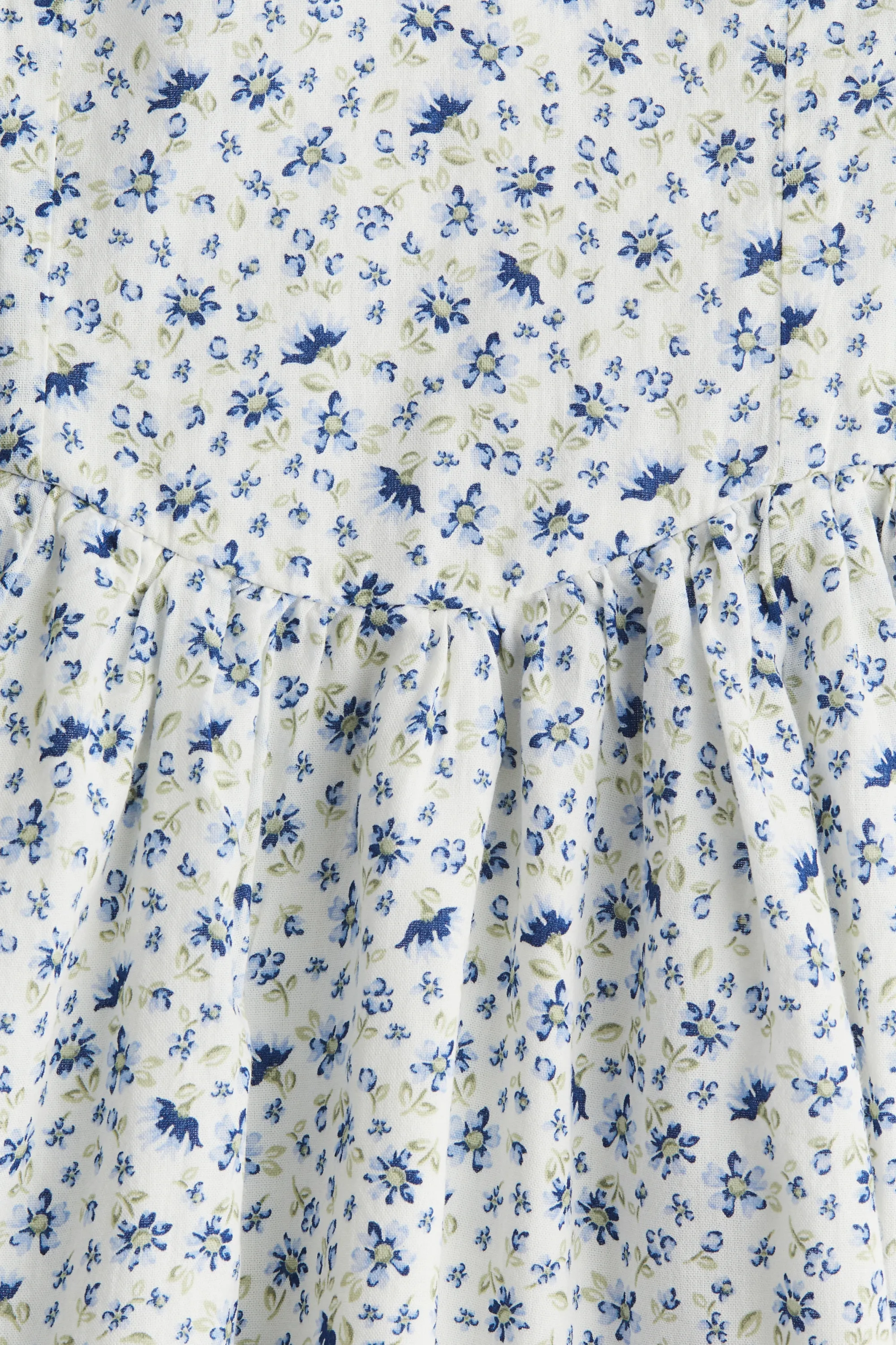 Robe en coton avec jupe évasée - Crème/fleuri