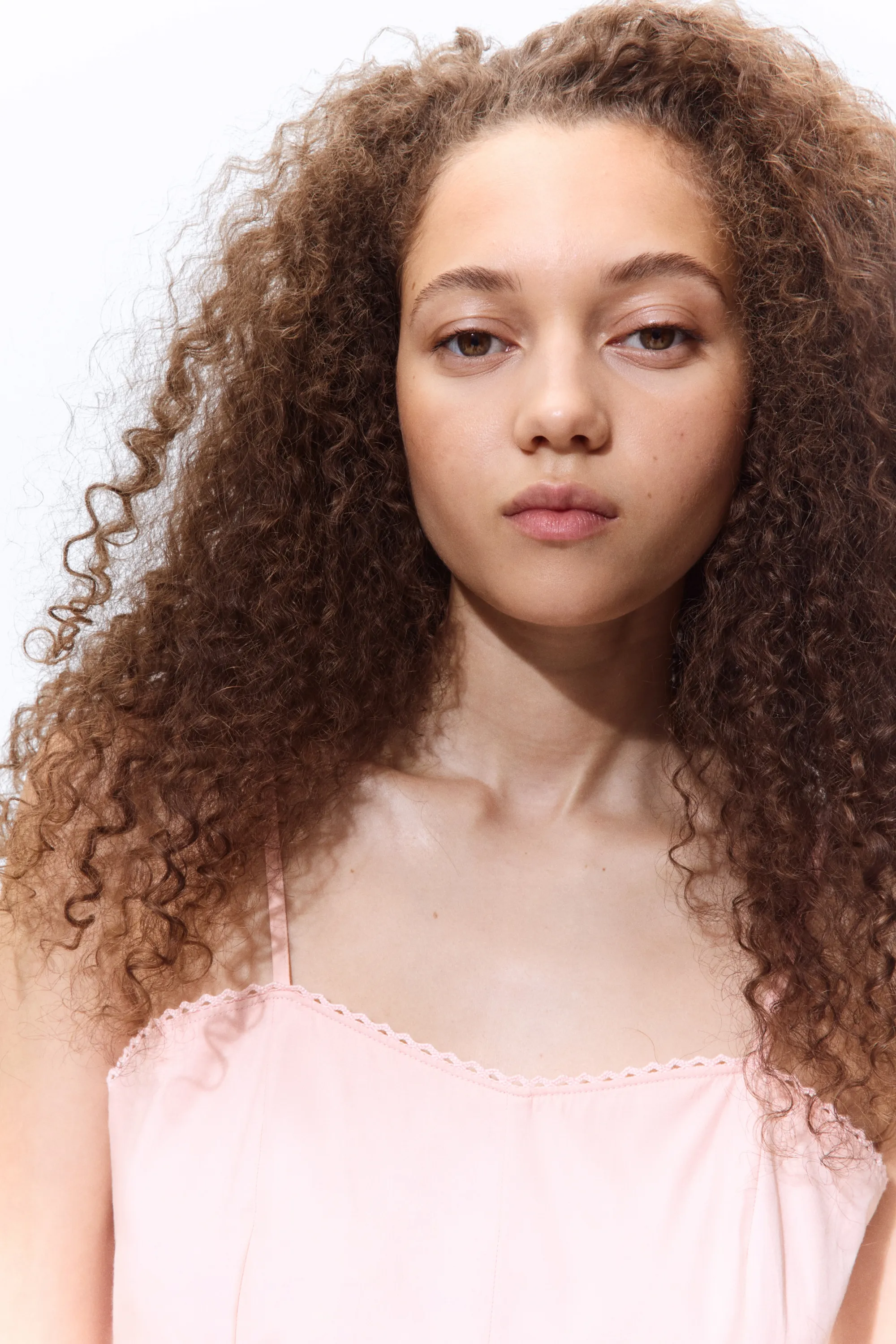 Robe en popeline avec jupe évasée - Rose clair
