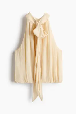 Top froissé en viscose - Crème — photo 4