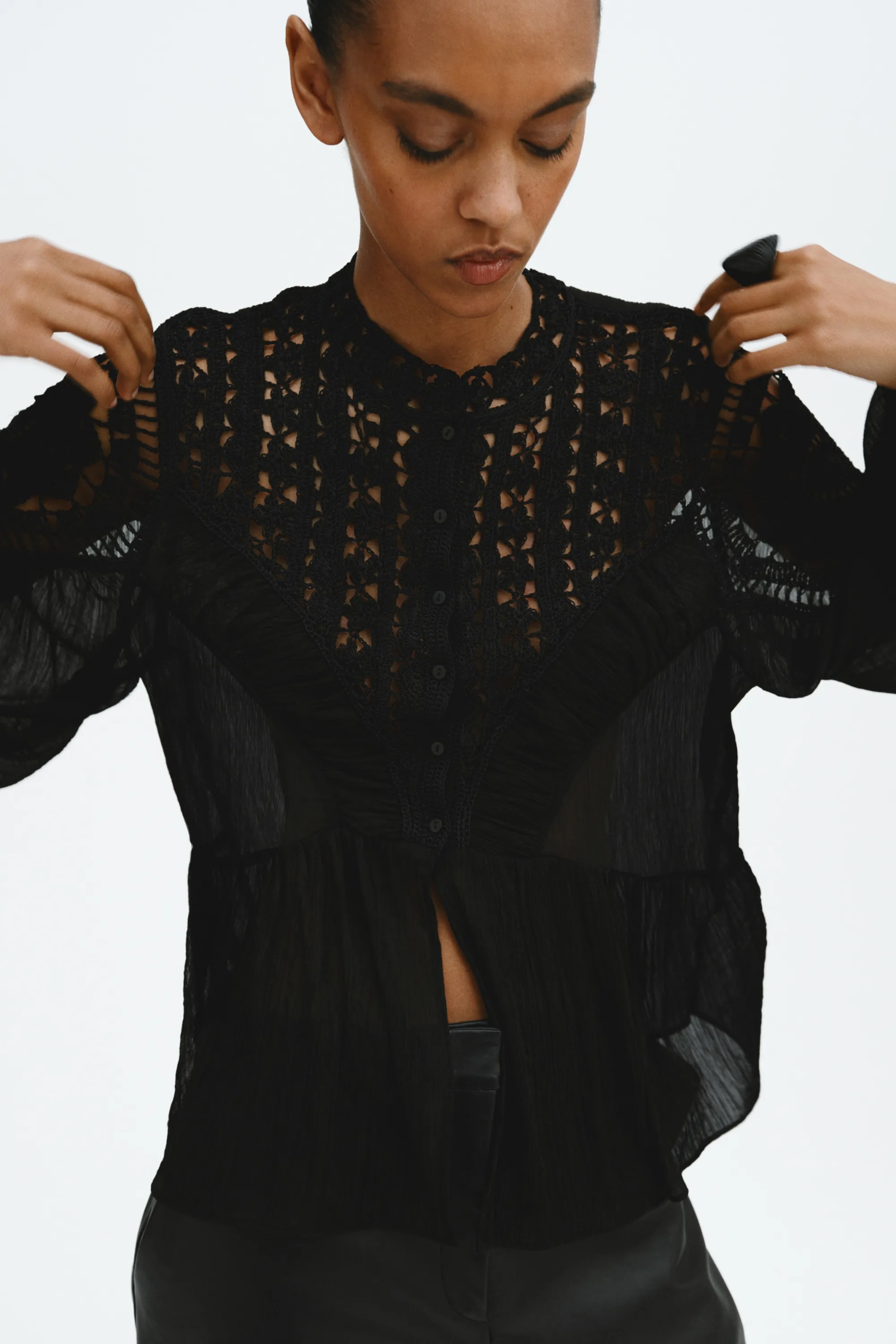 Blouse façon crochet - Noir