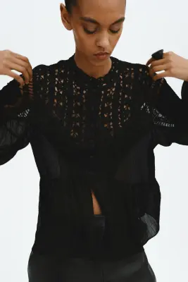 Blouse façon crochet - Noir — photo 1