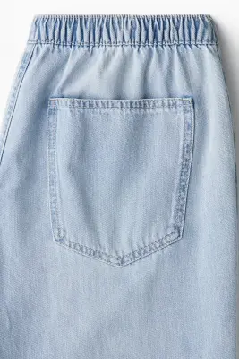 Pantalon en denim avec cordon de serrage - Bleu denim pâle — photo 4