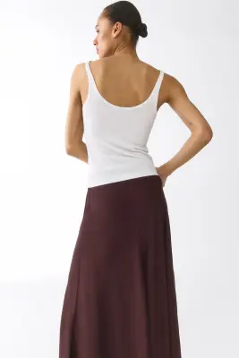 Jupe maxi en satin - Marron foncé — photo 1