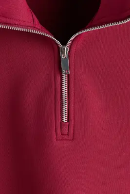Sweat Relaxed Fit avec col zippé - Rouge — photo 4