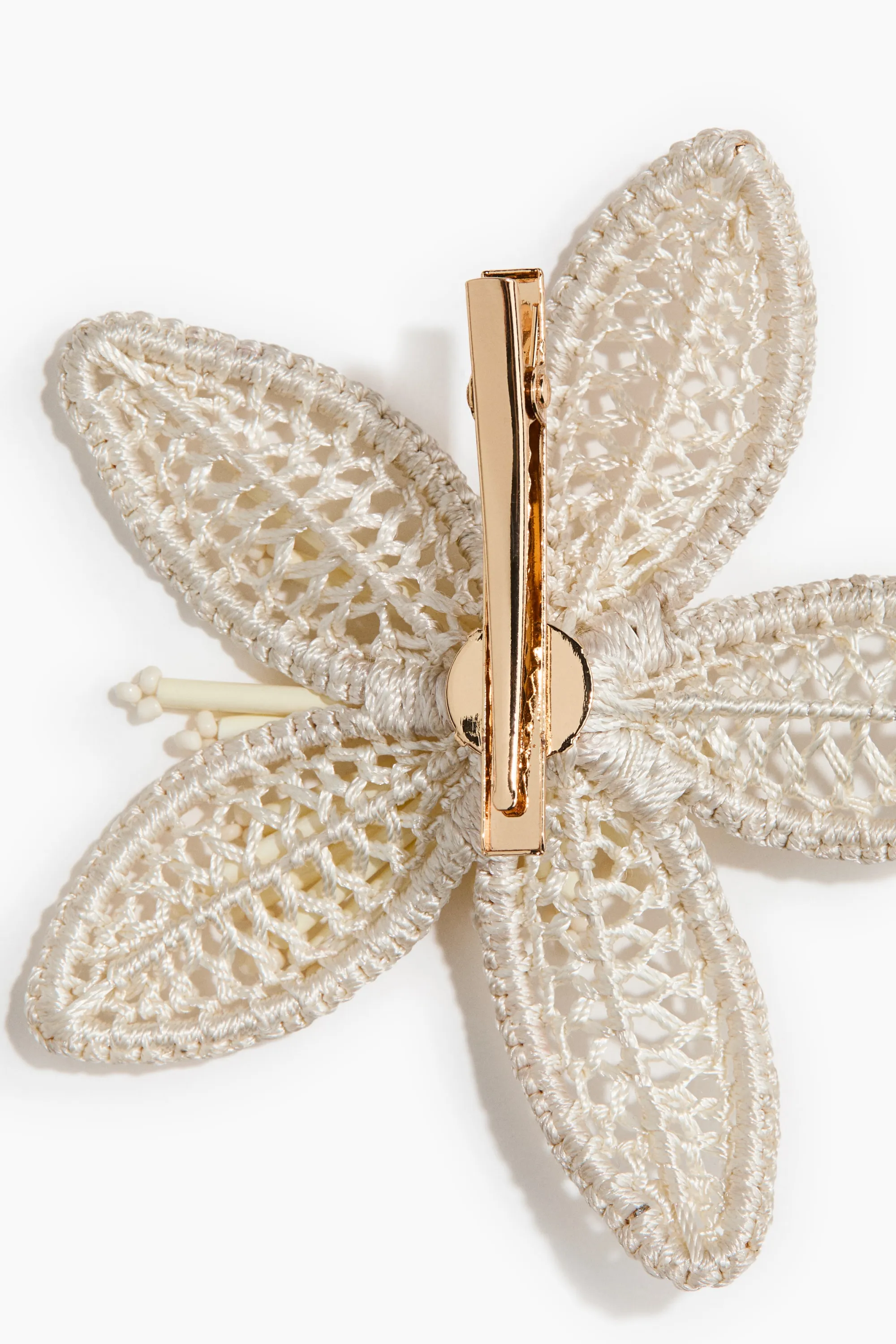 Barrette façon crochet - Crème